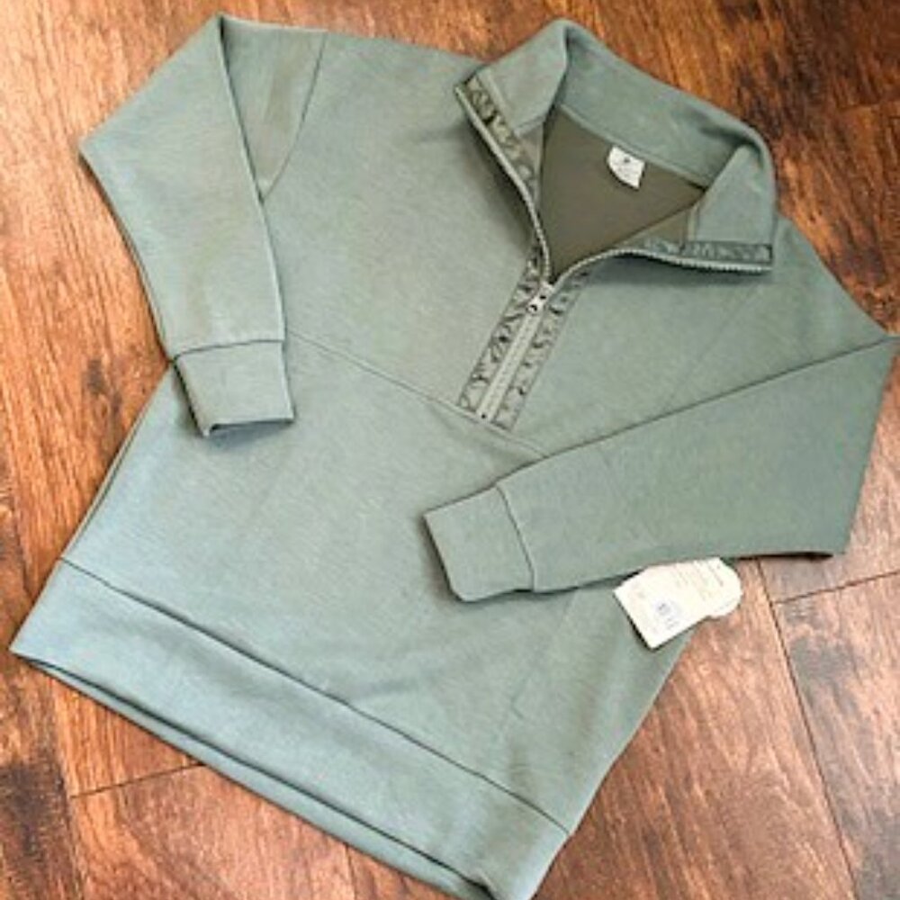Danskin Green Sandwashed Quarter Zip Pullover - Size XS
